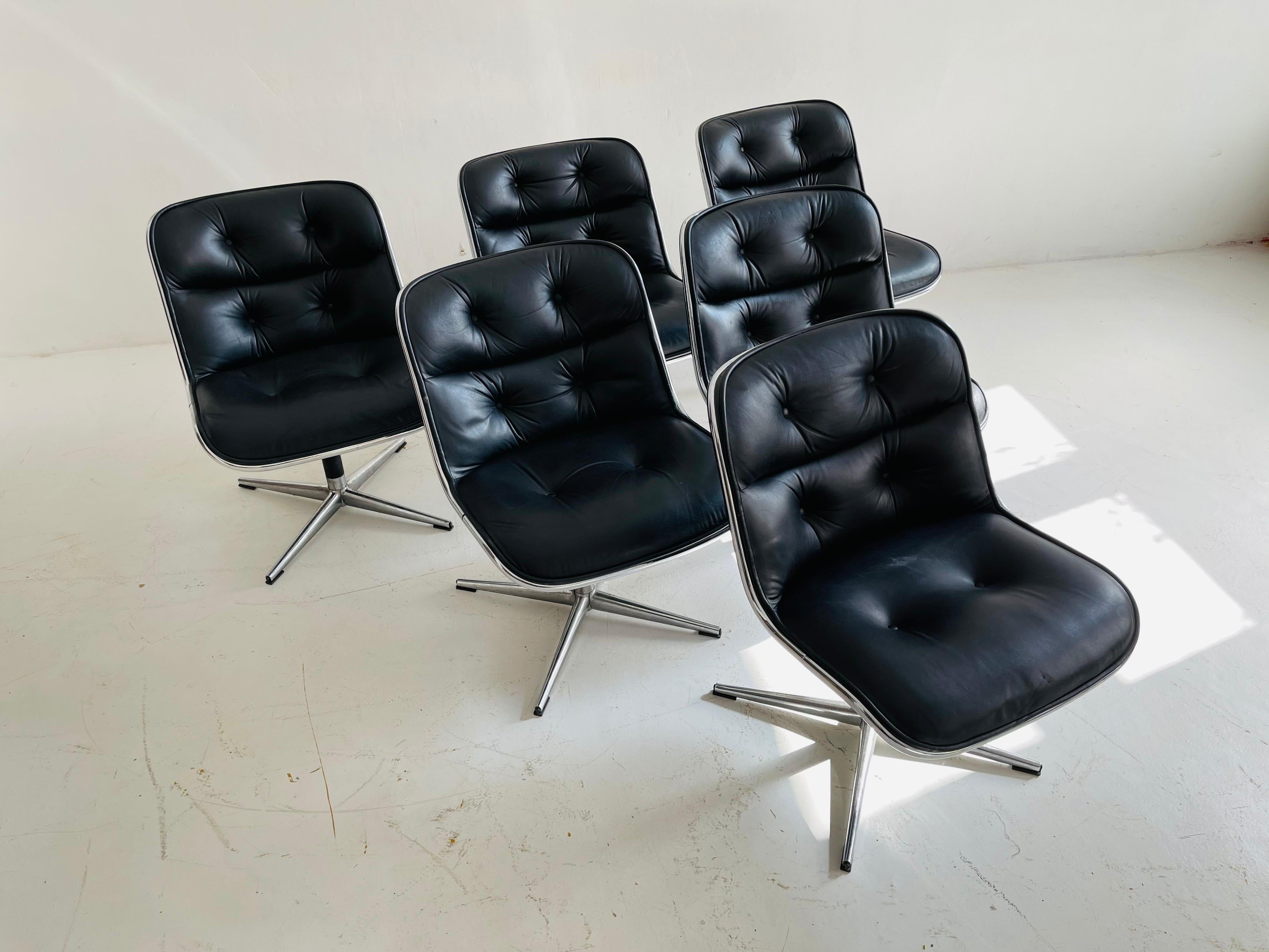 Pollack Executive Chair by Charles Pollack for Knoll Set of Six Leather, 1960s In Good Condition For Sale In Vienna, AT