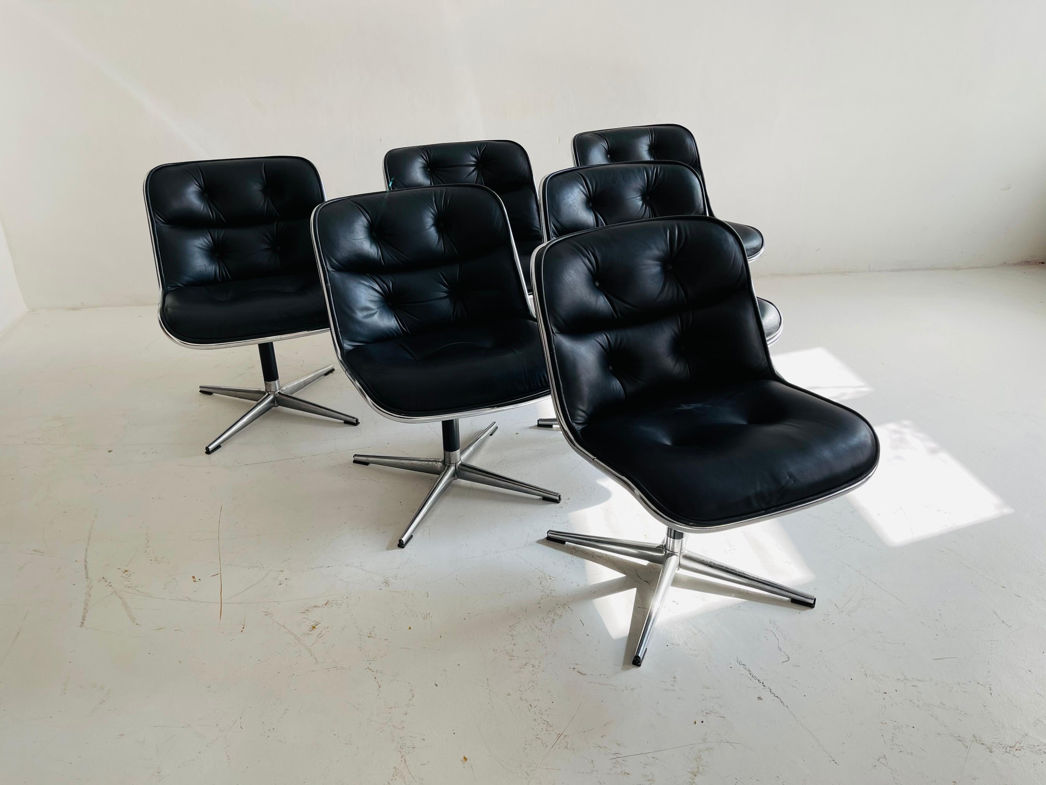 Pollack Executive Chair by Charles Pollack for Knoll Set of Six Leather, 1960s For Sale 2