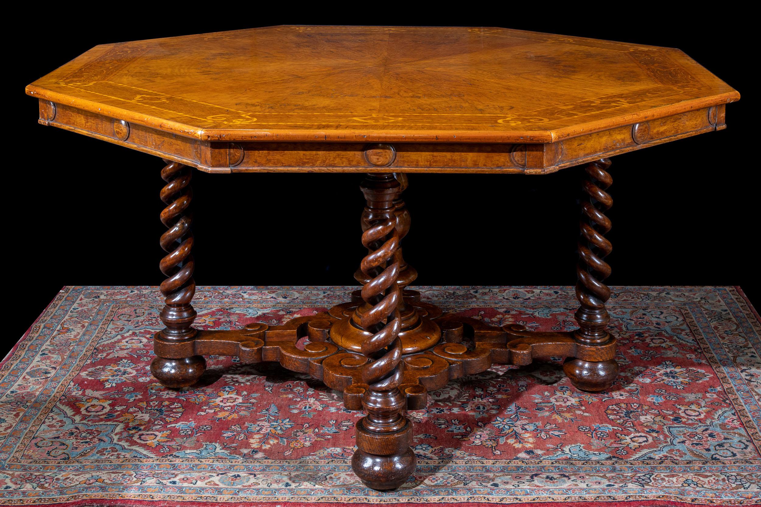 Adam Style Pollard Oak Inlaid Octagonal Centre Table