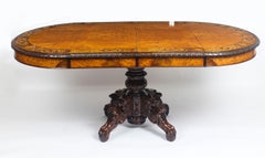 Pollard Oak Marquetry Oval Victorian Dining Table and 6 Chairs, 19th Century