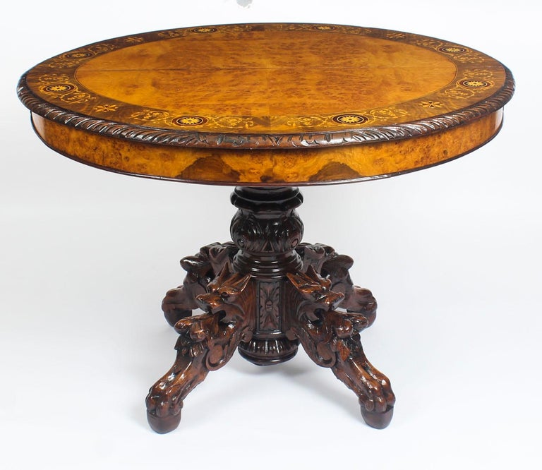 Pollard Oak Marquetry Oval Victorian Dining Table and 6 ...