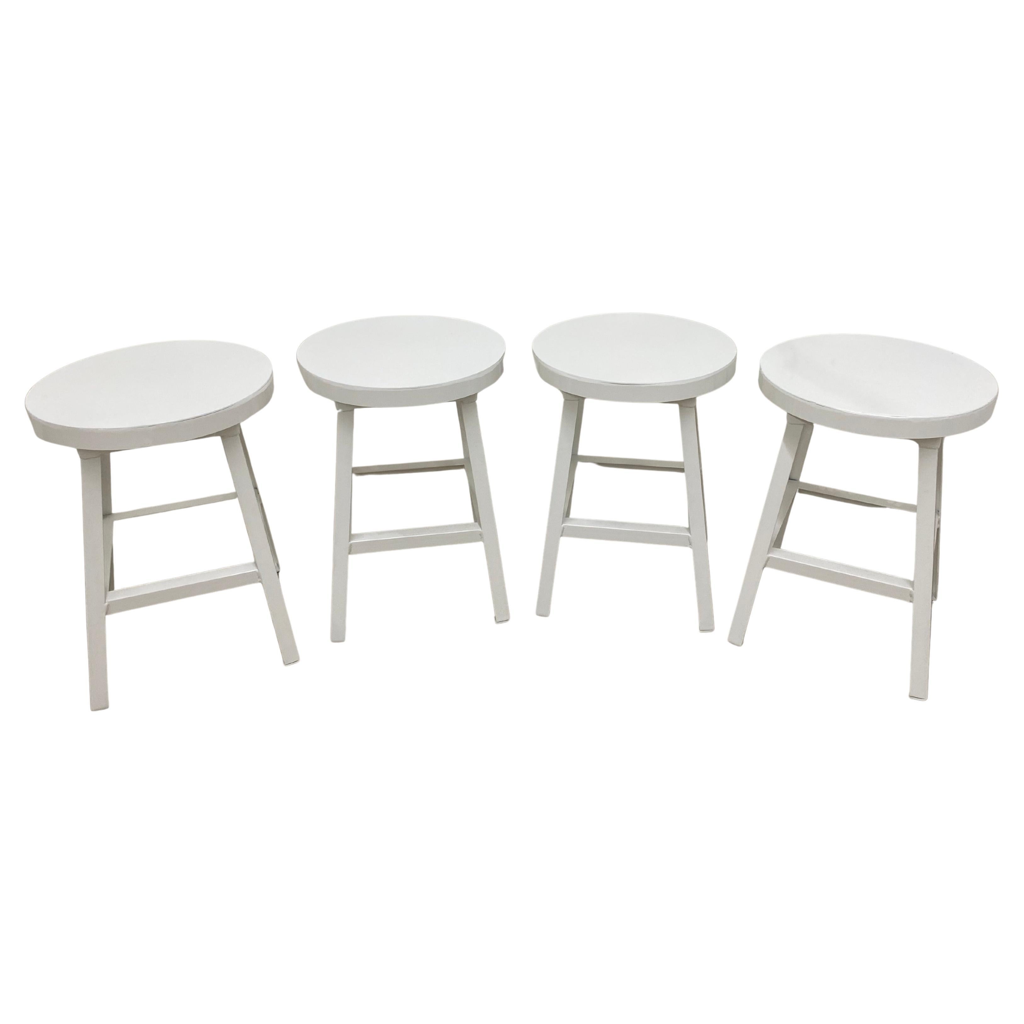 Pollard White Stools, Set of 4 For Sale