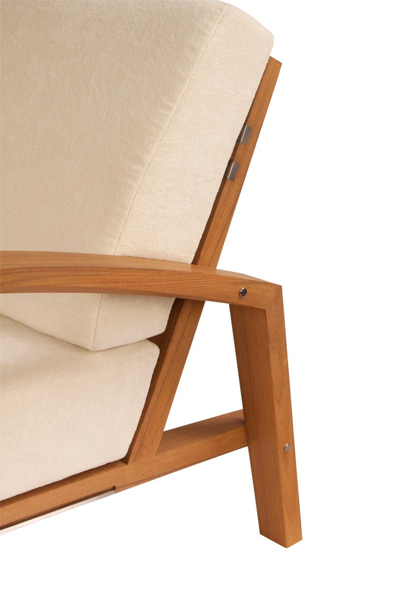 Metal Pollaro Custom Made Teak and Titanium Exterior Lounge Chair For Sale