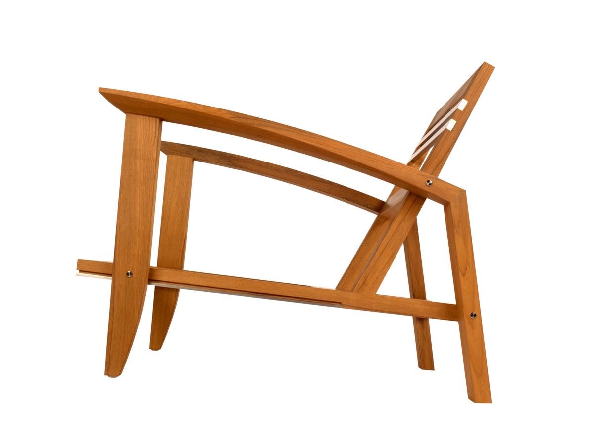 Pollaro Custom Made Teak and Titanium Exterior Lounge Chair For Sale 1