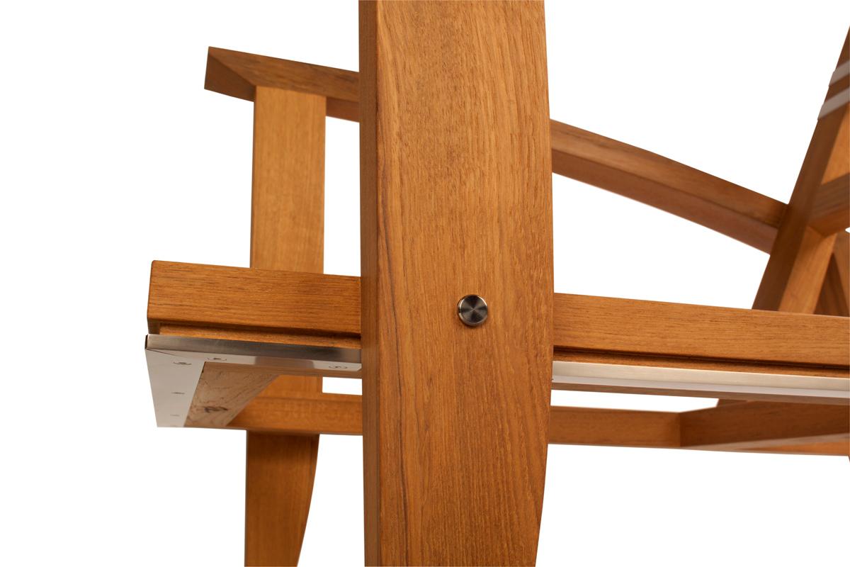 Pollaro Custom Made Teak and Titanium Exterior Lounge Chair For Sale 2