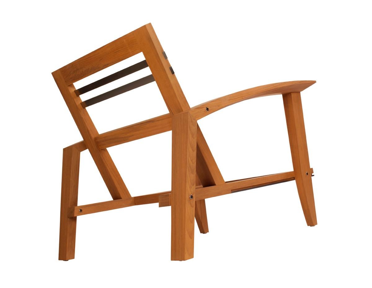Modern Pollaro Custom Made Teak and Titanium Exterior Lounge Chair For Sale