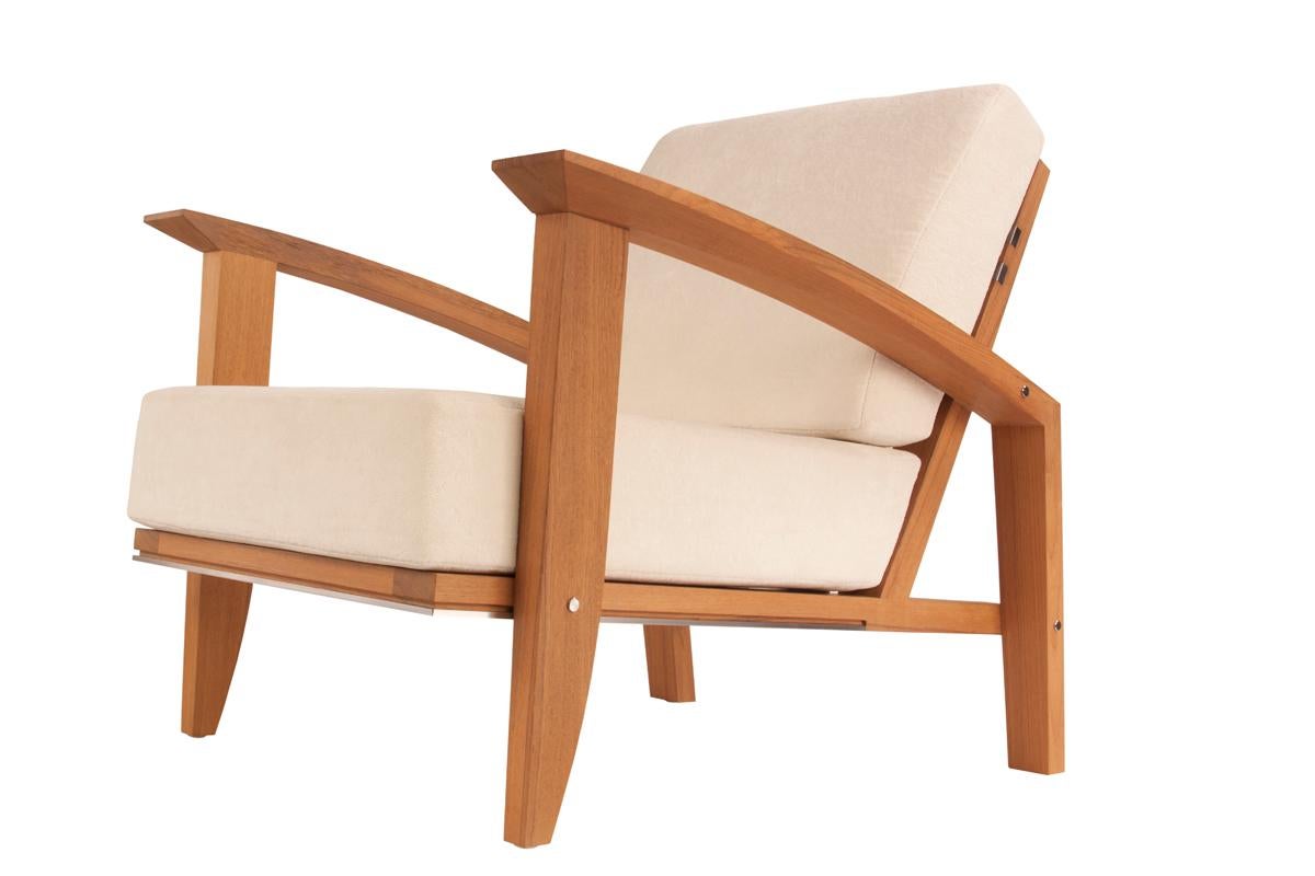 Contemporary Pollaro Custom Made Teak and Titanium Exterior Lounge Chair For Sale