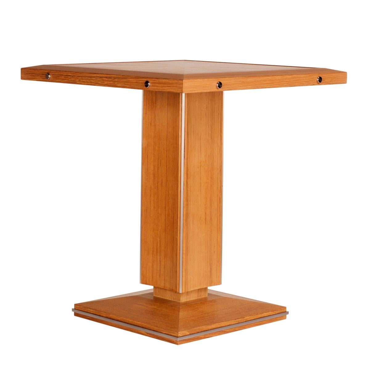 Pollaro Custom Made Teak and Titanium Exterior Side Table For Sale 1
