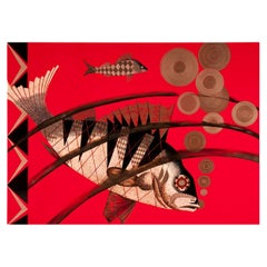 Pollaro Eggshell Inlay and Lacquer Fish Art Inspired by Jean Dunand