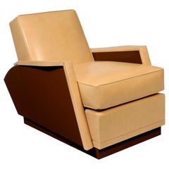 Pollaro Lacquer and Leather Reclining Club Chair After Dupré-Lafon