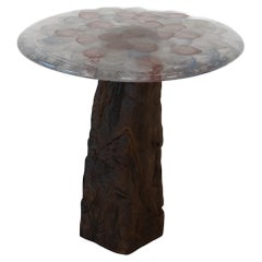 Pollen Glass and Burned Oak Wood Venia Side Table by Eichkorn