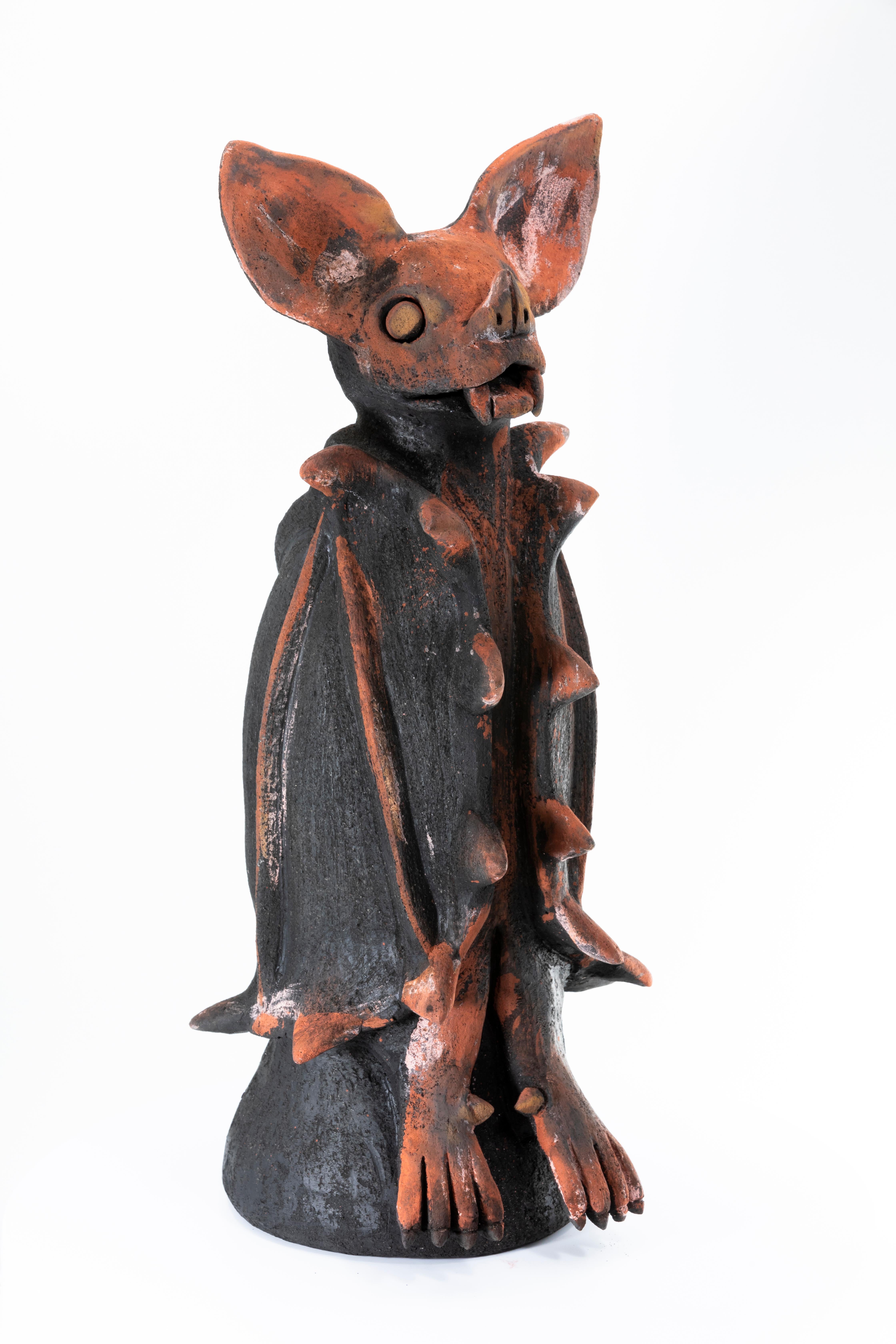 Mexican Pollinator Bat Clay Sculpture For Sale
