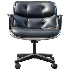 Pollock Executive Chairs in Black Leather by Charles Pollock for Knoll