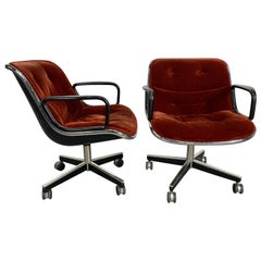 Sillones de dirección Pollock en terciopelo a medida de Charles Pollock para Knoll