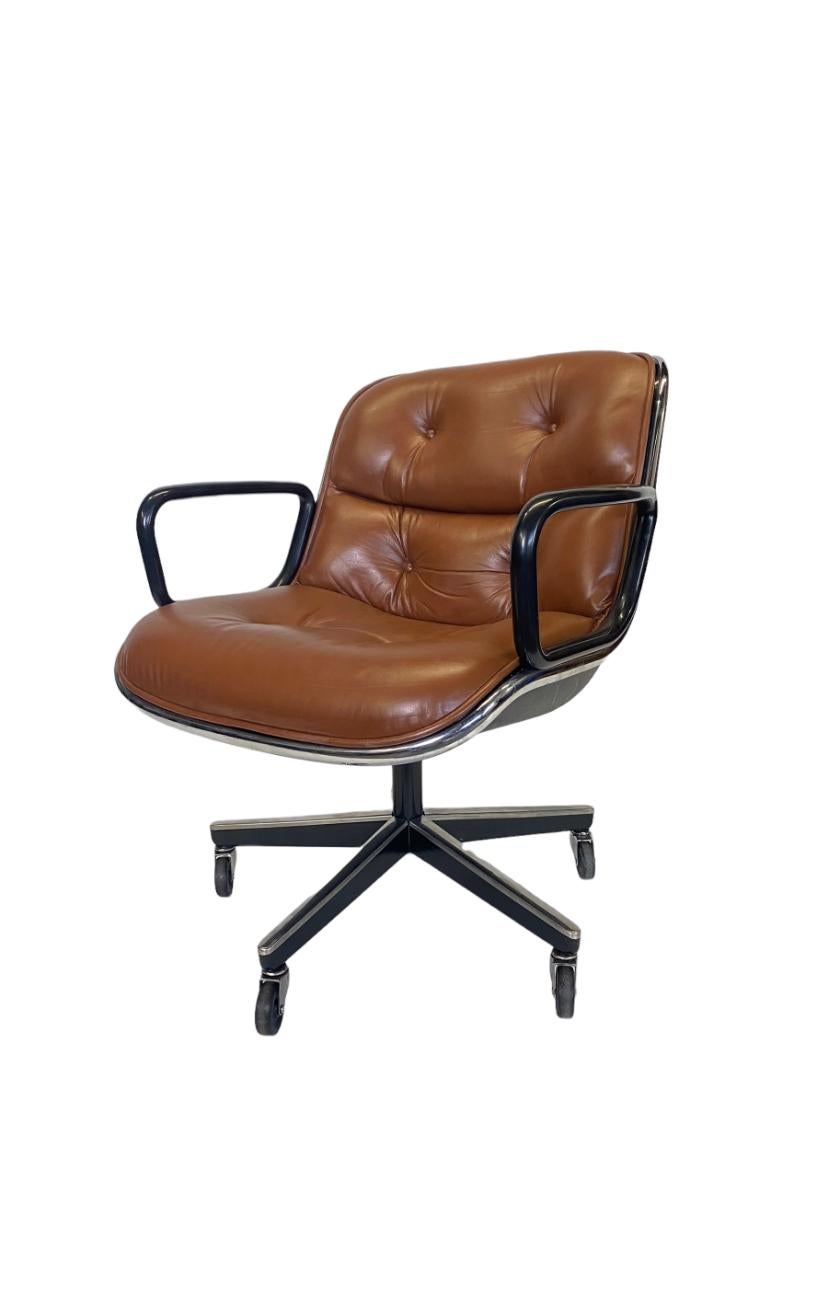 Pollock Executive Desk Chair in Brown Leather In Good Condition In Brooklyn, NY