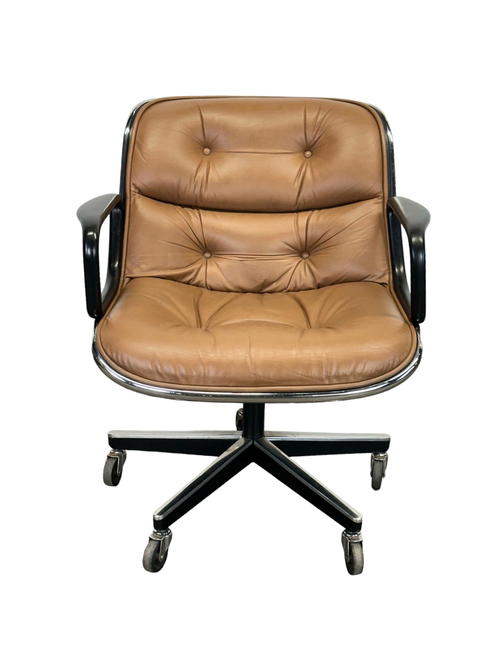Charles Pollock Executive Desk Chair in Brown Leather For Sale 7