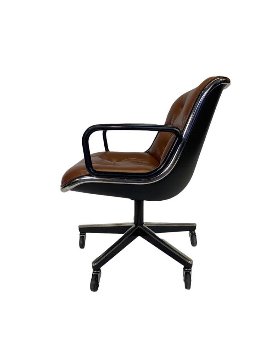 Pollock Executive Desk Chair in Brown Leather In Good Condition In Brooklyn, NY