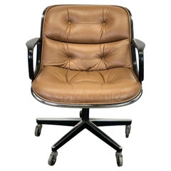 Charles Pollock Executive Desk Chair in Brown Leather