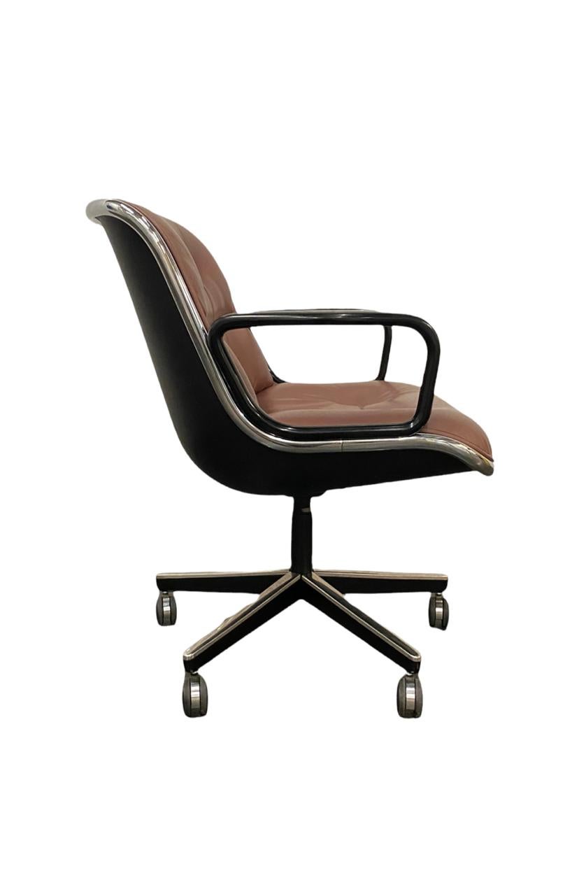 Mid-Century Modern Pollock Executive Desk Chair Light Brown Leather