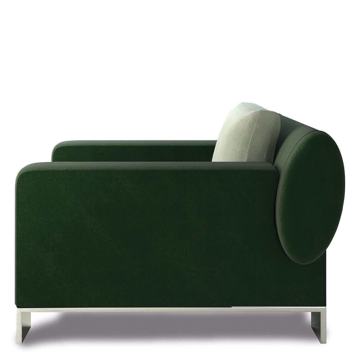 Exquisitely designed by Giannella Ventura for an elegant contemporary interior, this gorgeous armchair is named after abstract painter Jackson Pollock. Showcasing clean and essential lines that uniquely contrast the artist's expressionist