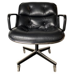 Retro Pollock Knoll Desk Chair in Black Leather