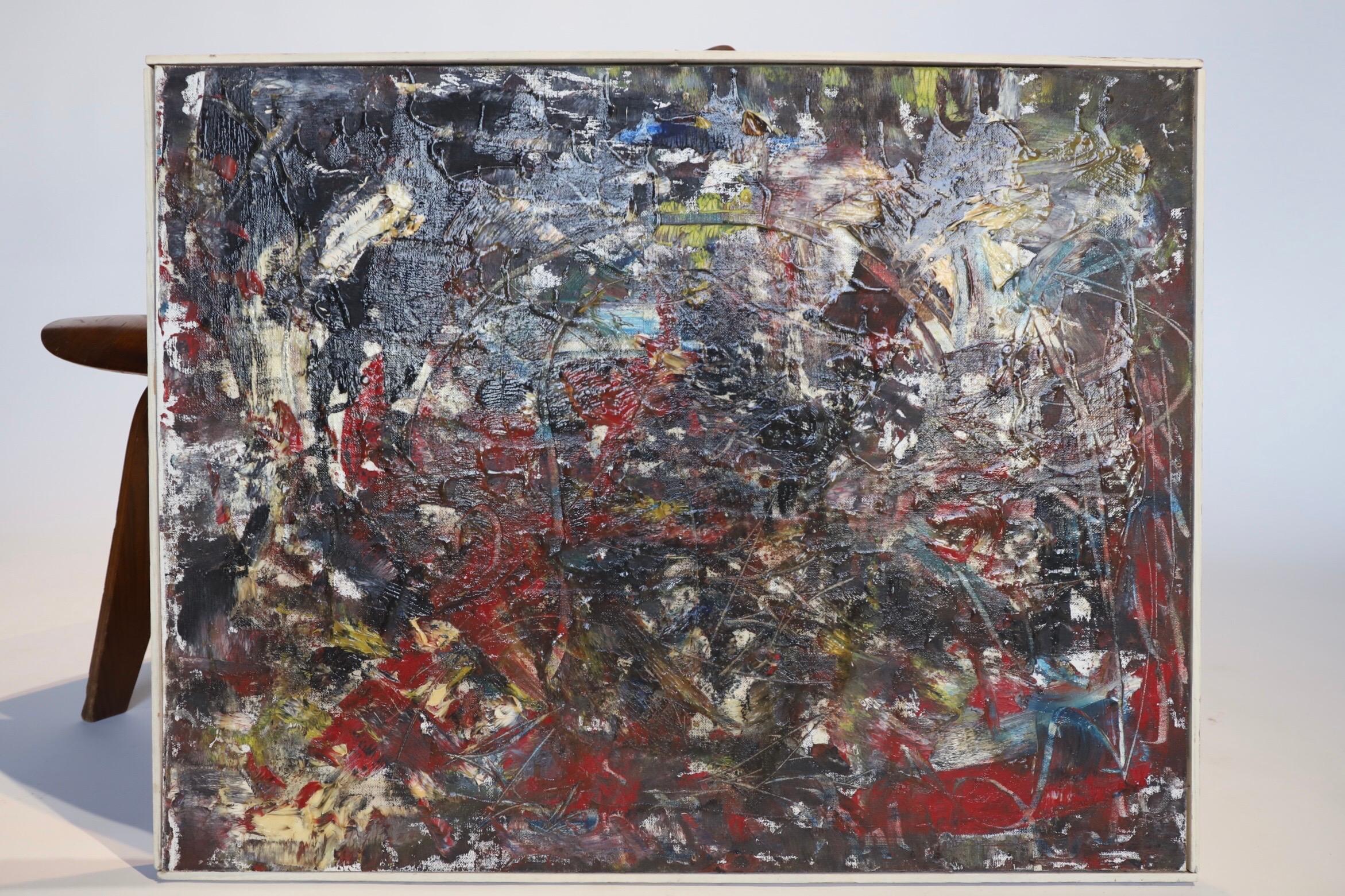 Mid-Century Modern Pollock Style Oil Painting, 1978