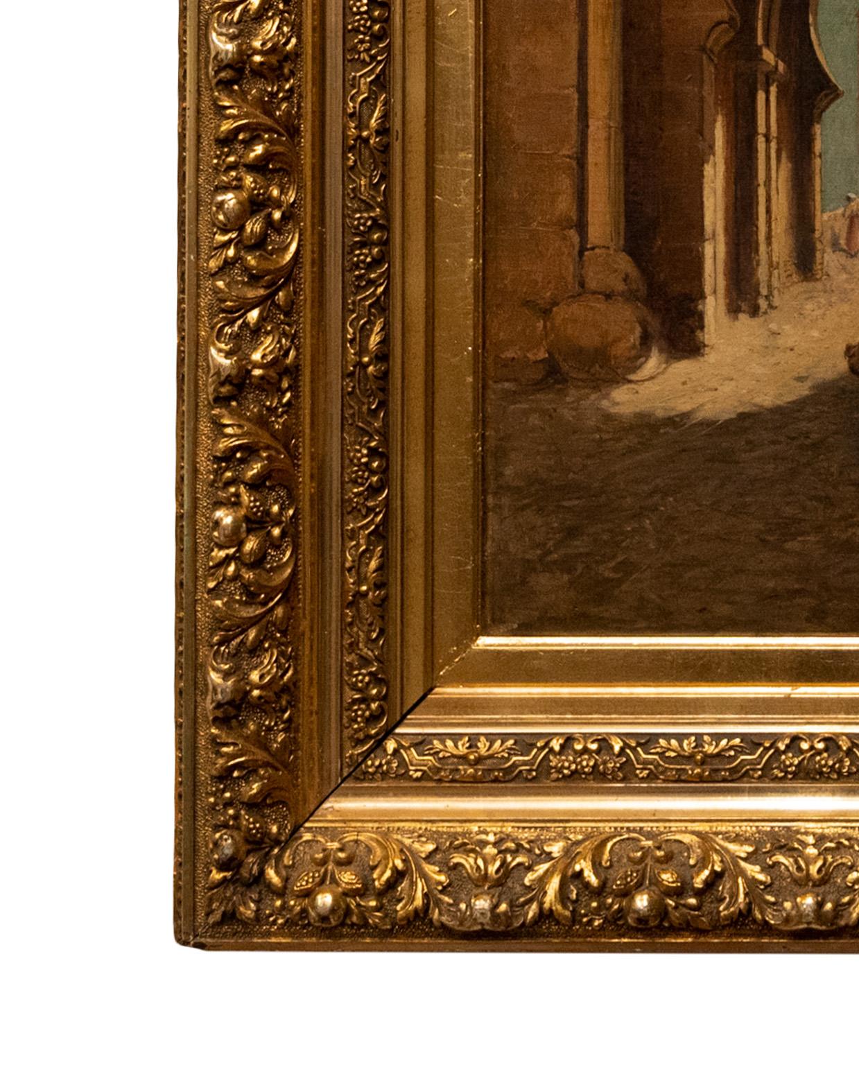 Antique Oil on Canvas Orientalist Painting Moorish Spain Gate of The Sun Toledo For Sale 1