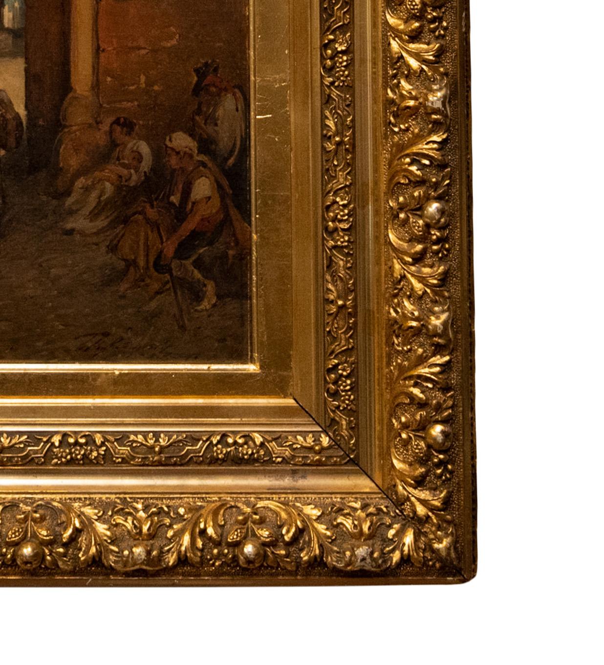Antique Oil on Canvas Orientalist Painting Moorish Spain Gate of The Sun Toledo For Sale 2