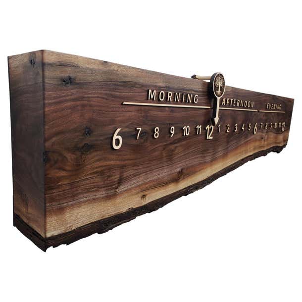 Pollux: 3-foot Walnut and Maple Linear Clock For Sale at 1stDibs