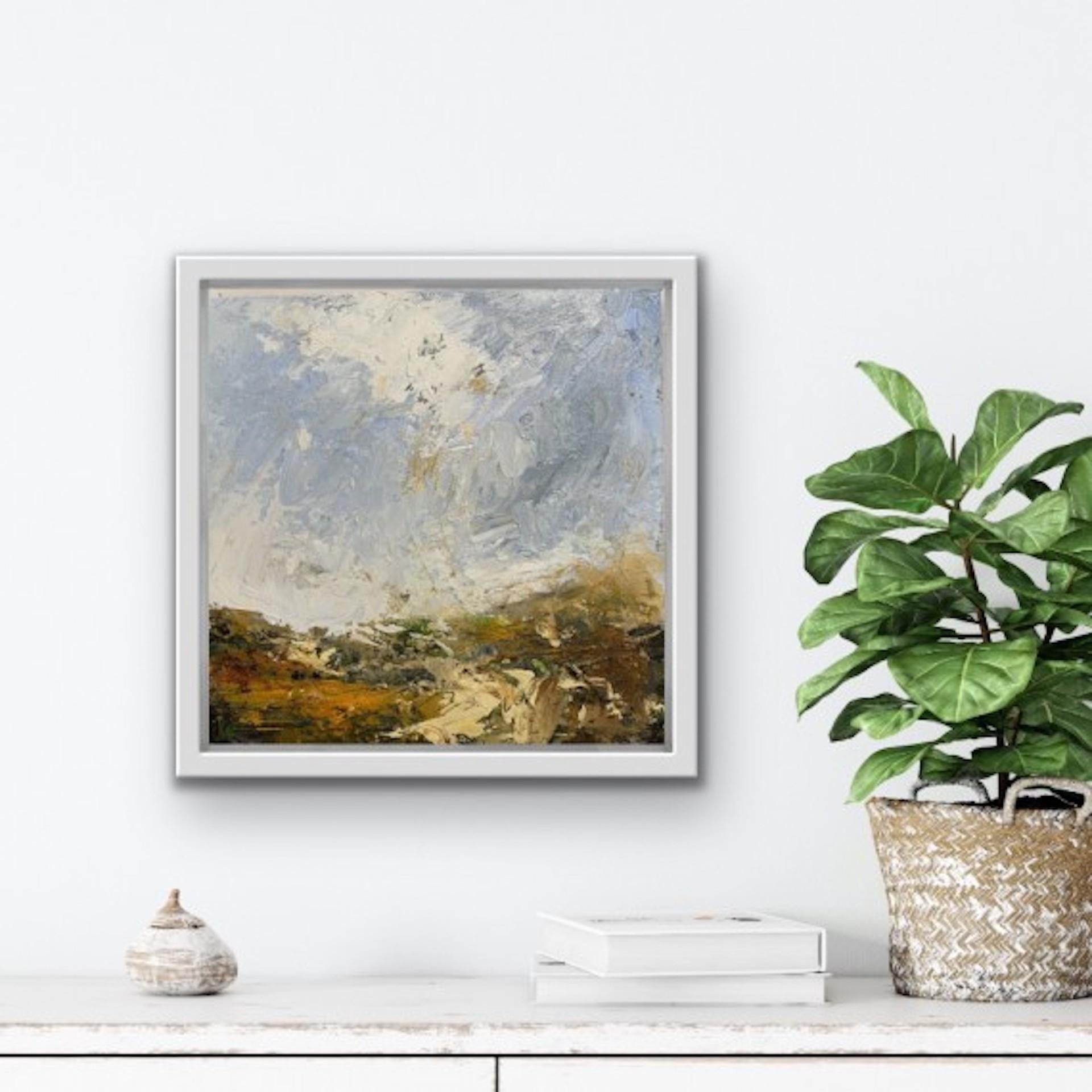 Polly Dutton, Sunbleached, Original Abstract Landscape Painting, Affordable Art - Gray Abstract Painting by Polly Dutton 