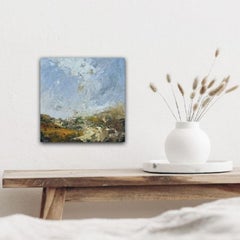 Sunbleached, Original Abstract Landscape Painting, Affordable Art, Impasto, Blue