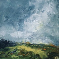 Polly Dutton, Downland Ridge, Semi Abstract Landscape Painting
