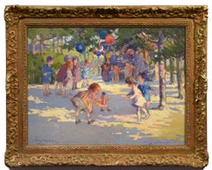 Luxembourg Gardens, Children Playing, Park Scene, Gouache
