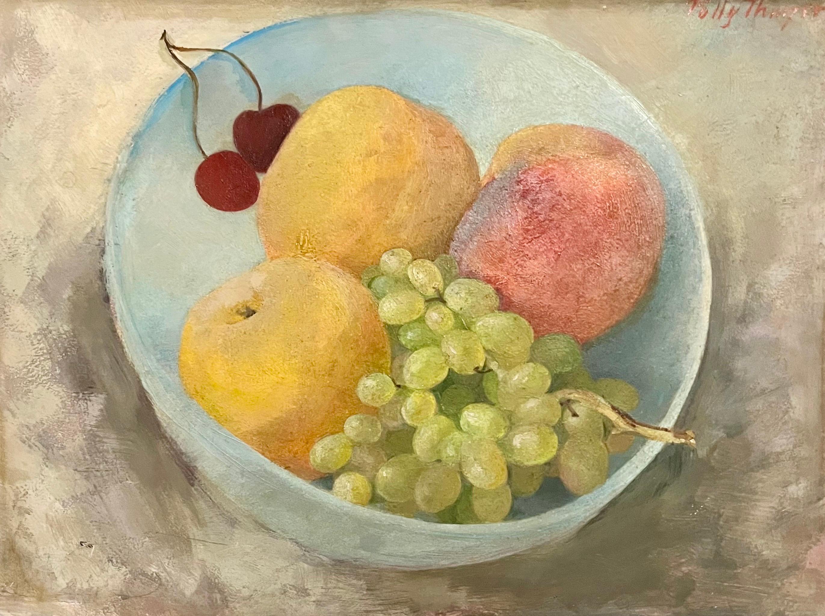 Peinture à l'huile Nature morte Bol de fruits Polly Thayer Boston Femme Artiste Moderniste en vente 1