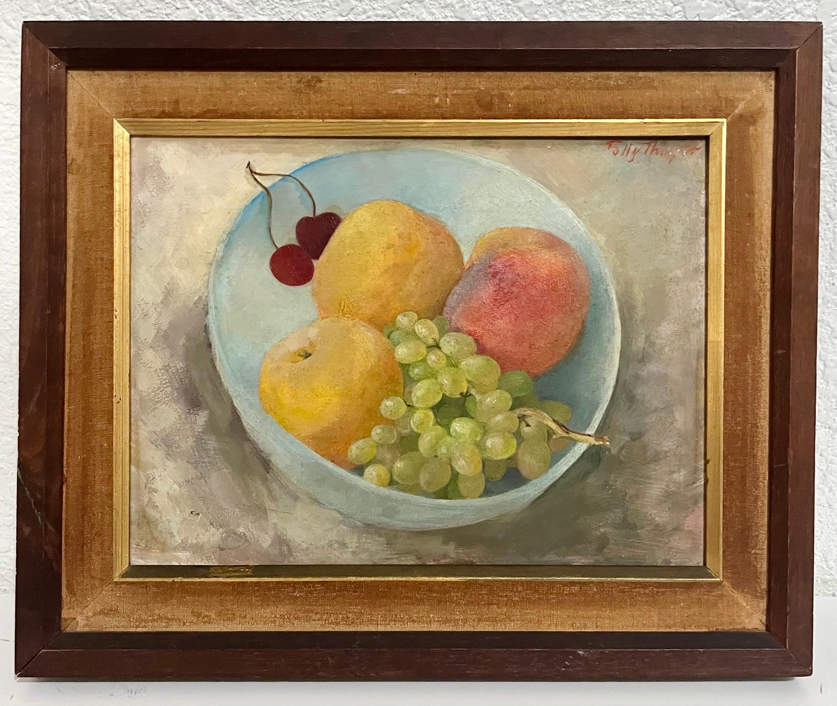 Peinture à l'huile Nature morte Bol de fruits Polly Thayer Boston Femme Artiste Moderniste