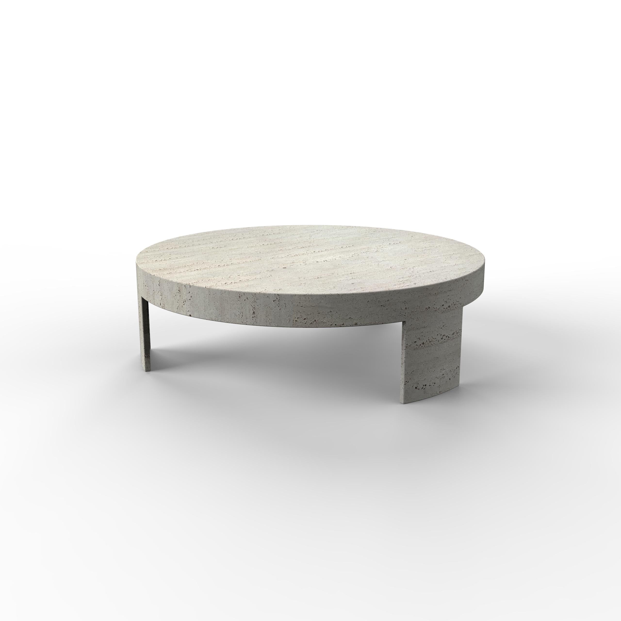 Polo Maßgeschneiderter Couchtisch aus Travertinmarmor Zeitgenössisches Design Italienischer Marmor (Handgefertigt) im Angebot