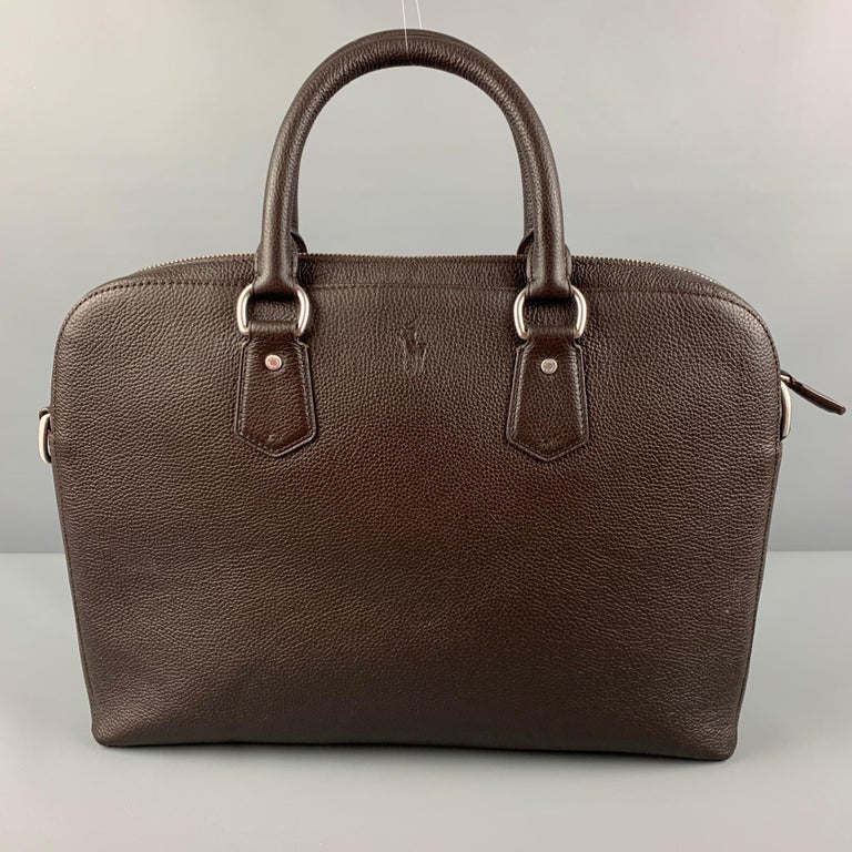 POLO by RALPH LAUREN Braune Aktentasche/Tasche aus Leder mit Kieselsteinmuster im Angebot bei