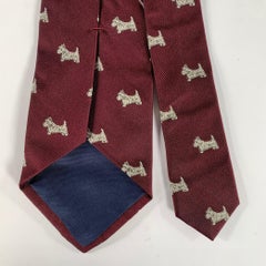 POLO by RALPH LAUREN Burgundy White Animal Print Silk Tie