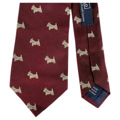 POLO by RALPH LAUREN Burgundy White Animal Print Silk Tie