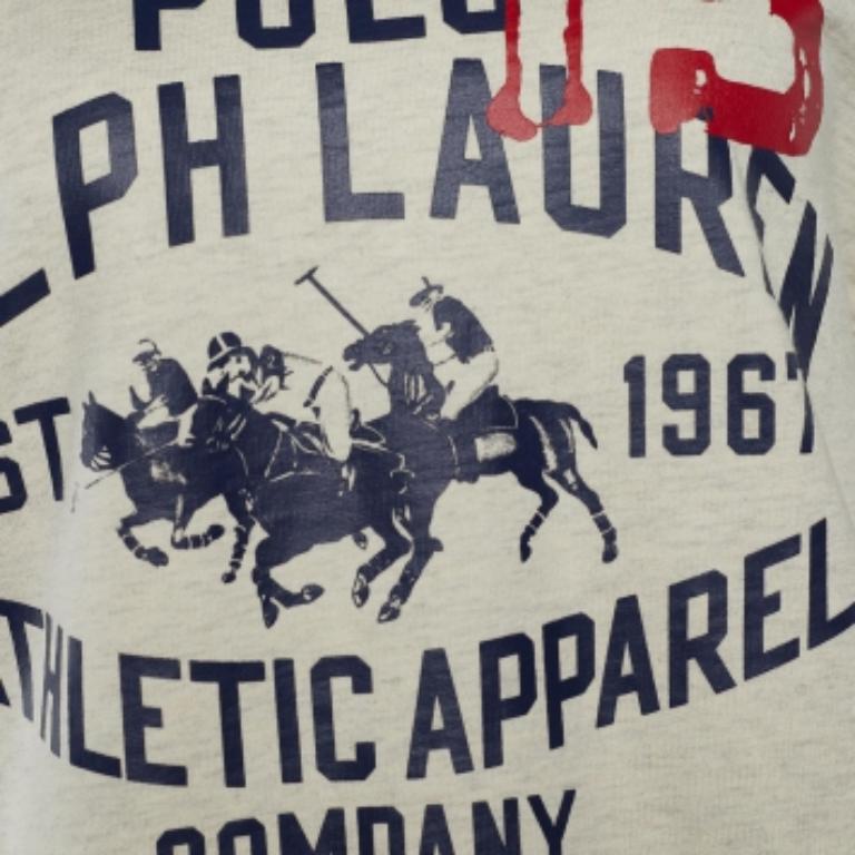 Polo Ralph Lauren Stampa Logo Crema  Felpa girocollo XL in vendita 1
