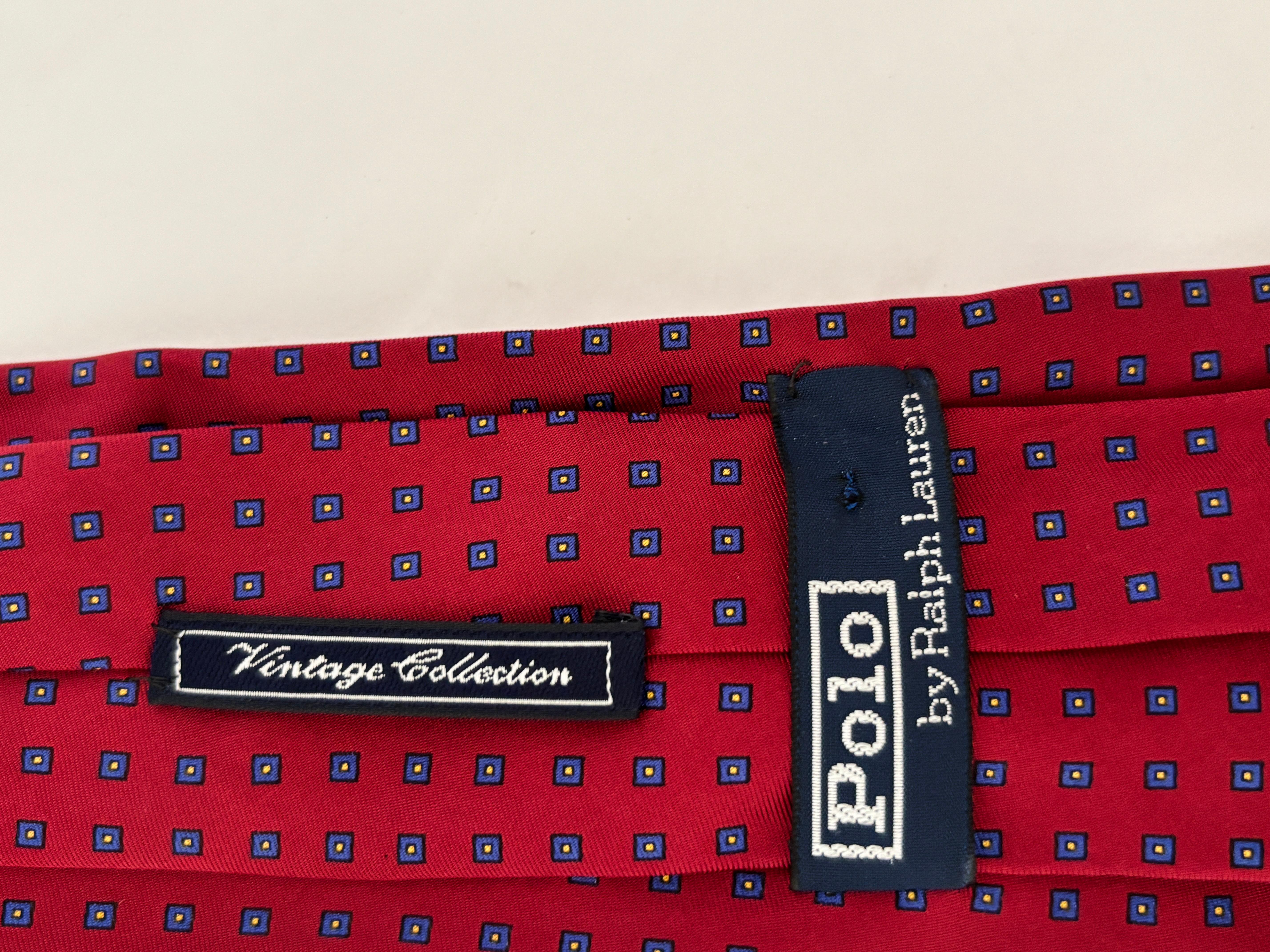 POLO by RALPH LAUREN Corbata de seda roja y azul para hombre en venta 1