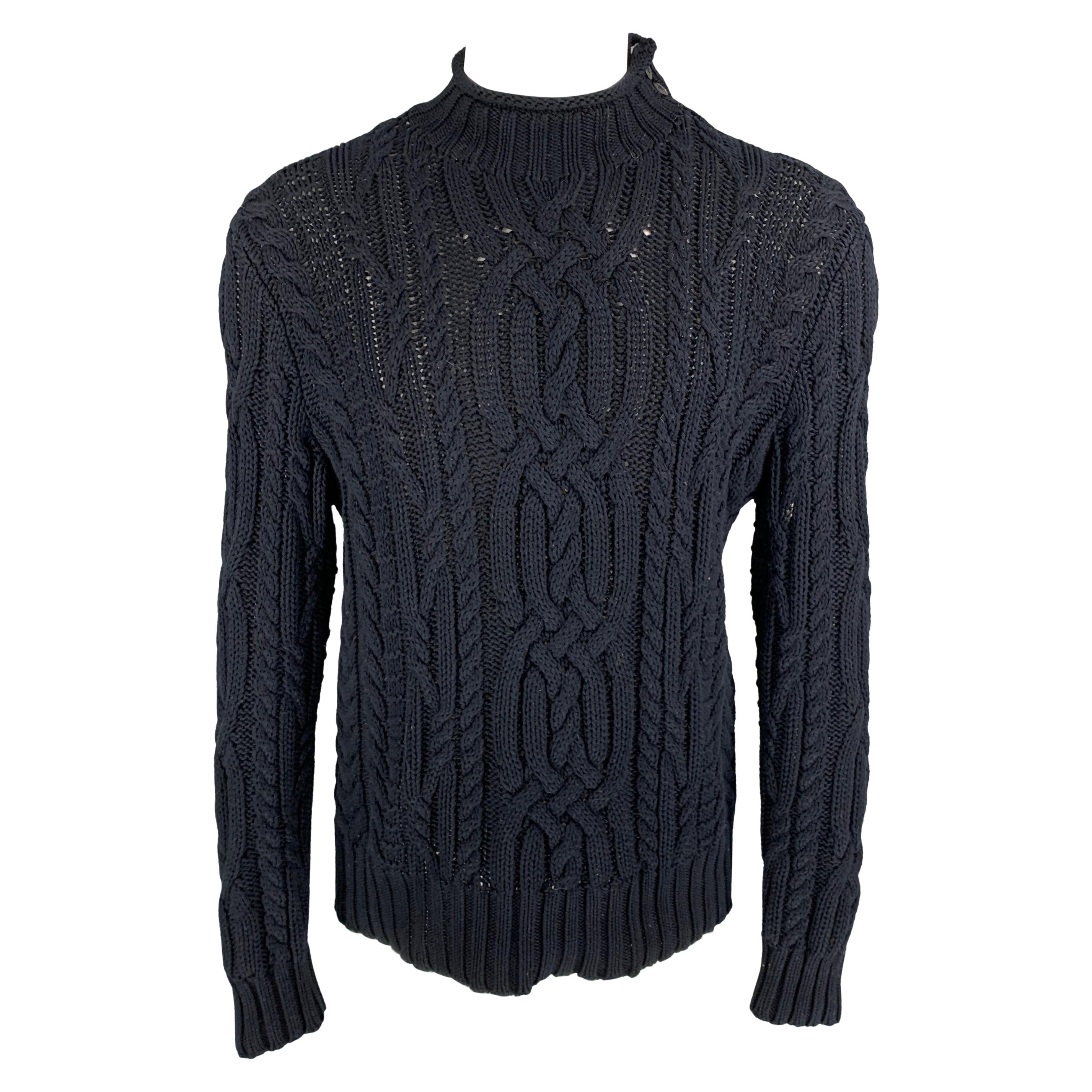 POLO by RALPH LAUREN Navy Cable Knit Cotton Mock Turtleneck Sweater