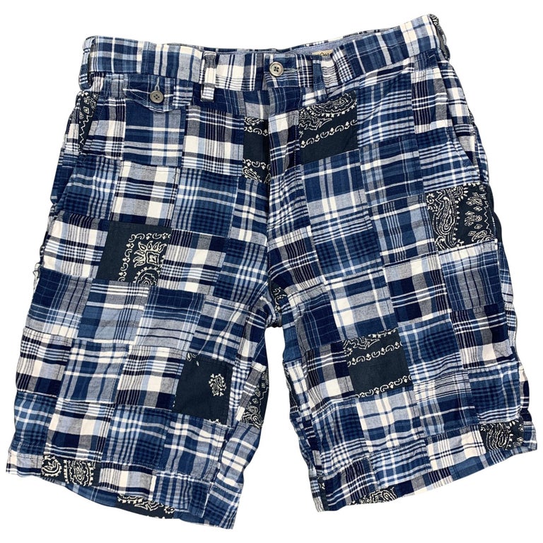 POLO by RALPH LAUREN Size 29 Blue Patchwork Cotton Zip Fly Shorts For Sale  at 1stDibs
