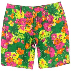 POLO by RALPH LAUREN Size 30 Green & Pink Floral Cotton Zip Fly Shorts