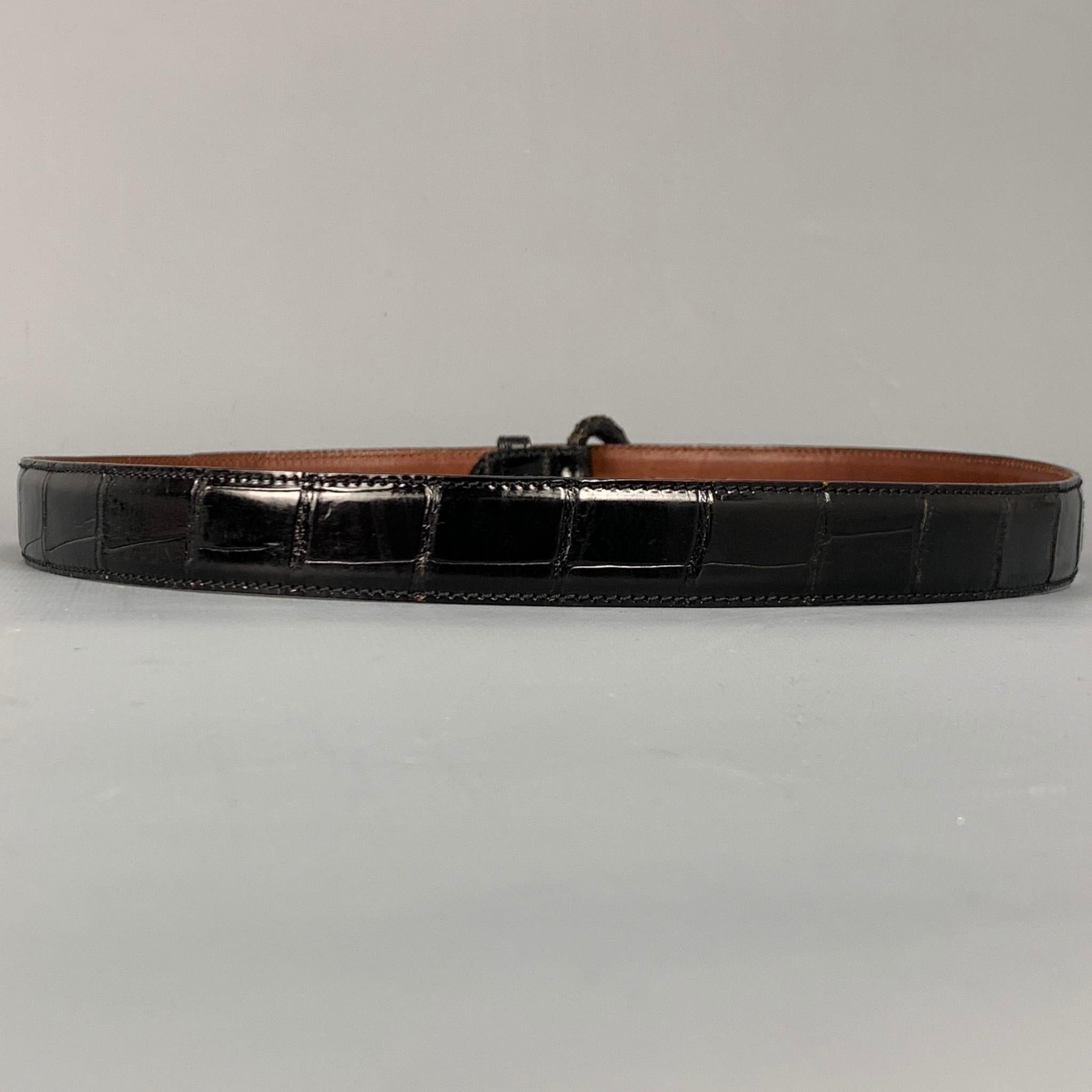 POLO by RALPH LAUREN Size 34 Black Alligator Belt In Good Condition In San Francisco, CA