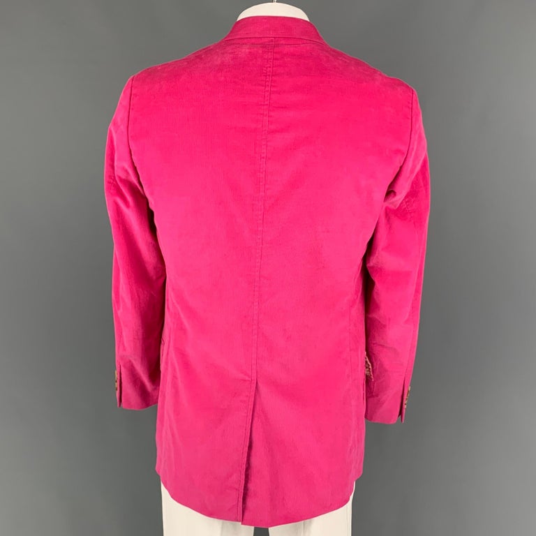 POLO by RALPH LAUREN Size 42 Long Hot Pink Corduroy Notch Lapel Sport Coat In Good Condition For Sale In San Francisco, CA