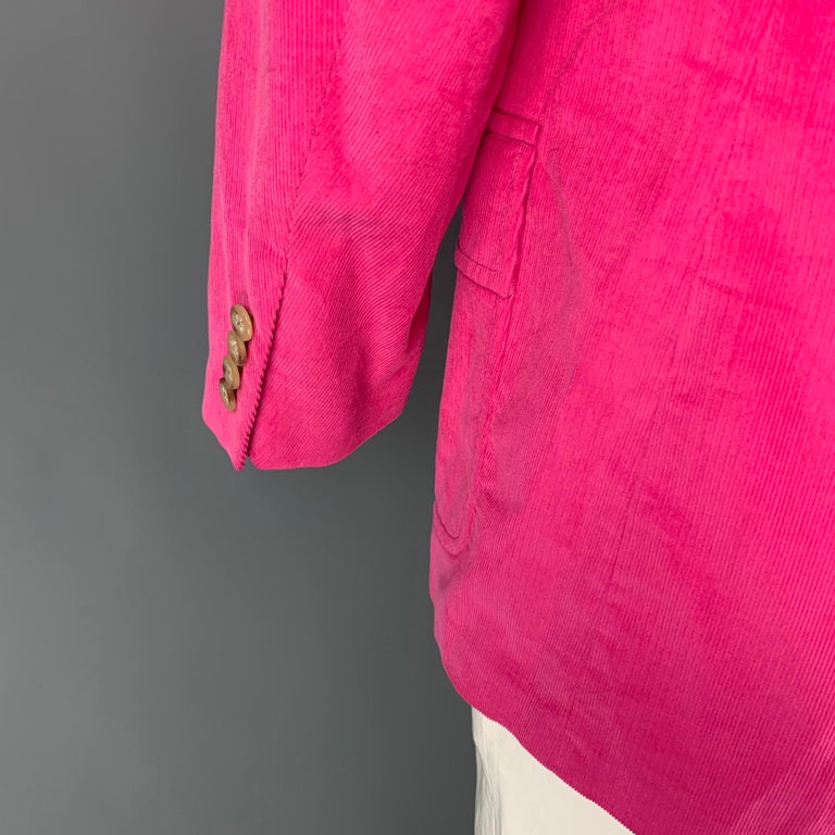 Men's POLO by RALPH LAUREN Size 42 Long Hot Pink Corduroy Notch Lapel Sport Coat For Sale