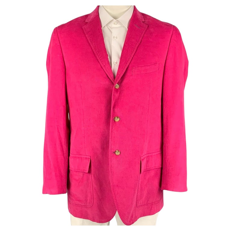 POLO by RALPH LAUREN Size 42 Long Hot Pink Corduroy Notch Lapel Sport Coat For Sale