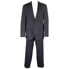 Polo Ralph Lauren taglia 42 - Abito lungo in lana a righe navy con risvolto a tacche