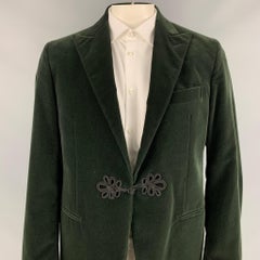 POLO by RALPH LAUREN Size 44 Regular Green Velvet Cotton Peak Lapel Sport Coat